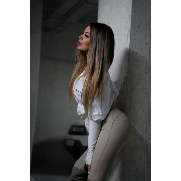 Legginsy modelujące / wysoki stan / eko skóra / SNAKE BEIGE / Push Up / XS - S - M - L - XL